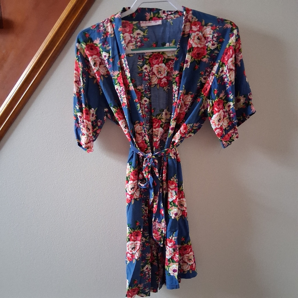 Mr & Mrs Right Floral Kimono Robe With Belt Tie One Size